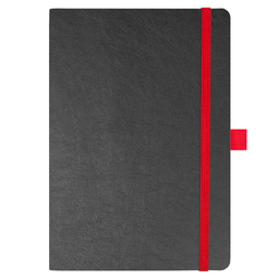 Блокнот Flexy Forest Urban Soft leather  А5, недатированный, с резинкой и петлей для ручки, в гибкой обложке, черно-красный для нанесения логотипа
