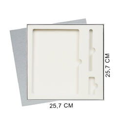 Коробка подарочная Solution Superior Linen под ежедневник, ручку и флешку, серебро, 25,7x25,7 см, бежевый ложемент