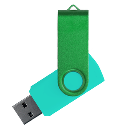 Флеш накопитель USB 2.0 Twister Сolor Mix 16GB, пластик Софт Тач/металл, бирюзовый/зеленый для нанесения логотипа