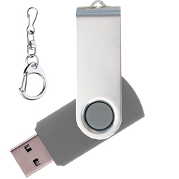 Флеш накопитель Twister 32GB, пластик Софт Тач/металл, серый/серебро для нанесения логотипа