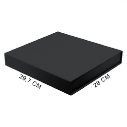 Подарочная коробка, размер 29,7*28,0*4,5 см, Solution Prestige Magnum Soft Touch с магнитным клапаном под индивидуальную вырубку, черная, с черным ложементом