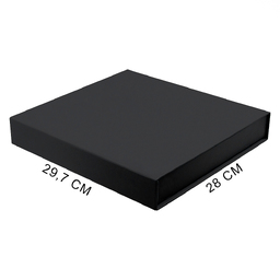 Подарочная коробка, размер 29,7*28,0*4,5 см, Solution Prestige Magnum Linen с магнитным клапаном, черная, с ложементом из поролона для нанесения логотипа