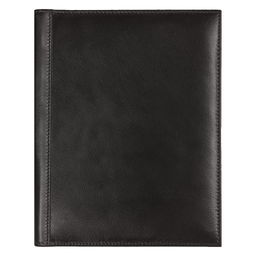 Суперобложка из натуральной кожи Universal leather размер А5+ , черная,  с блокнотом для нанесения логотипа