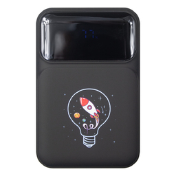 Внешний аккумулятор (powerbank) «Lumen» Print Sample, софт тач, 10 000 mAH, с тремя зарядными шнурами, 22,5W super fast charge, Power Delivery (PD) 20W (dfnn), QC3.0, черный для нанесения логотипа