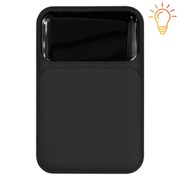 Внешний аккумулятор (powerbank) «Lumen», софт тач, 10 000 mAH, с тремя зарядными шнурами, 22,5W super fast charge, Power Delivery (PD) 20W (dfnn), QC3.0, черный для нанесения логотипа