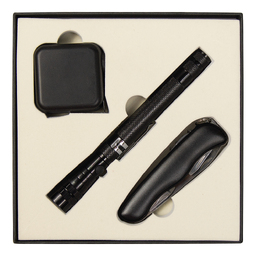 Набор подарочный Solution Superior Trio (Фонарь телескопический Tools Flashlight, рулетка Tools Master, 3 метра, нож складной Tools Nova ) черный для нанесения логотипа
