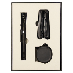Набор подарочный Solution Superior Trio (Фонарь телескопический Tools Flashlight, рулетка Tools Trecker 3 метра, мультитул Tools Birmingham), черный для нанесения логотипа