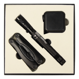 Набор подарочный Solution Superior Trio (Фонарь телескопический Tools Flashlight, рулетка Tools Master, 3 метра, Мультитул Tools Birmingham) черный для нанесения логотипа
