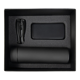 Набор подарочный Solution Prestige Trio (внешний аккумулятор, мультитул, термос), черный для нанесения логотипа