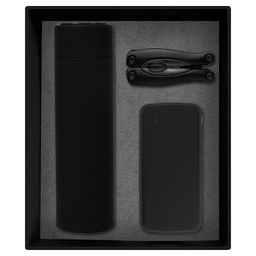 Набор подарочный Solution Prestige Trio (внешний аккумулятор, мультитул, термос), черный для нанесения логотипа