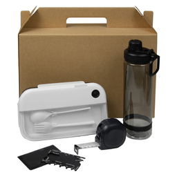 Набор подарочный Solution Everyday Kit Quattro (мультитул, рулетка, ланч бокс, бутылка для воды), черный для нанесения логотипа