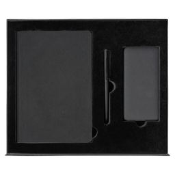 Набор подарочный Solution Prestige Yota Trio (Ежедневник Flexy Latte Color А5, Внешний аккумулятор (powerbank) «WeCharge Velvet», ручка SAMURAI Requis ) в подарочный коробке, черный для нанесения логотипа
