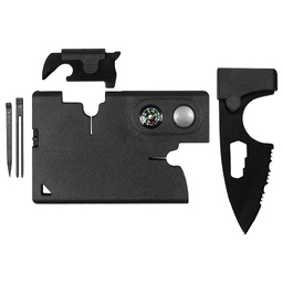 Карточка Tools leeds, 9 функций, инструменты из нержавеющей стали, корпус из полупрозрачного черного  пластика для нанесения логотипа