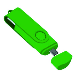 Флеш накопитель USB 2.0 Twister Smart 16GB, пластик Софт Тач/металл, зеленый/зеленый для нанесения логотипа