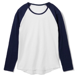 Футболка женская с длинным рукавом Milky LSL белая с темно-синим, размер L для нанесения логотипа
