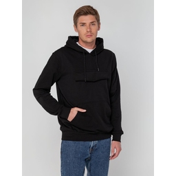 Худи унисекс с карманом на груди Chest Pocket, черное, размер XS/S для нанесения логотипа