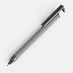 Ручка шариковая Standic Soft Touch с подставкой для телефона, серая для нанесения логотипа