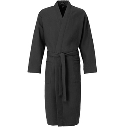 Халат вафельный Kimono, черный, размер M/L для нанесения логотипа