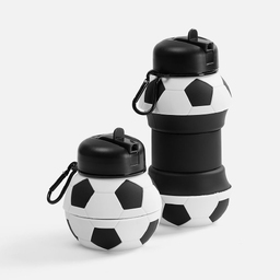 Складная бутылка для воды Football Flex, белая с черным для нанесения логотипа