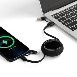 Складной кабель с переходниками pocketCoil, черный для нанесения логотипа
