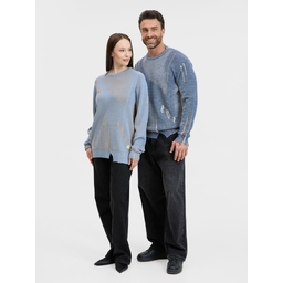 Джемпер Denim свободного силуэта на заказ, полушерсть, размер XS для нанесения логотипа