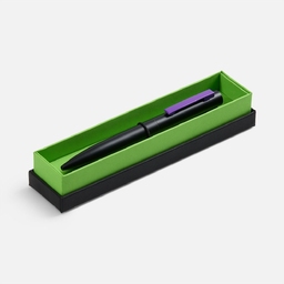 Ручка шариковая Inkolor в футляре, черная с фиолетовым для нанесения логотипа