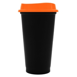 Стакан с крышкой Color Cap Black, черный с оранжевым для нанесения логотипа