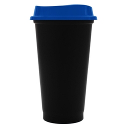 Стакан с крышкой Color Cap Black, черный с синим для нанесения логотипа