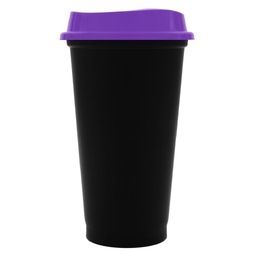 Стакан с крышкой Color Cap Black, черный с фиолетовым для нанесения логотипа