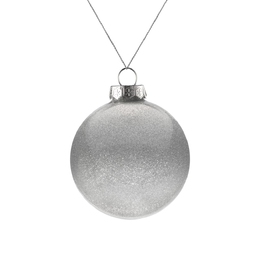 Елочный шар Finery Shine, 8 см, глянцевый серебристый с глиттером для нанесения логотипа