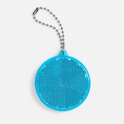 Пешеходный светоотражатель с цепочкой «Круг», синий для нанесения логотипа