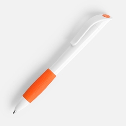 Ручка шариковая Grip, белая с оранжевым для нанесения логотипа