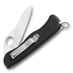 Солдатский нож с фиксатором лезвия Sentinel One Hand Clip, черный для нанесения логотипа