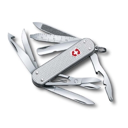 Нож-брелок VICTORINOX Mini Champ Alox, 58 мм, 15 функций, алюминиевая рукоять, серебристый для нанесения логотипа