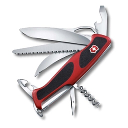 Нож перочинный VICTORINOX RangerGrip 57 Hunter, 130 мм, 13 функций, с фиксаторо, красный с чёрным для нанесения логотипа