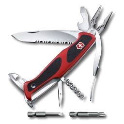 Нож перочинный VICTORINOX RangerGrip 174 Handyman, 130 мм, 17 фнк, с фиксатором, красный с чёрным для нанесения логотипа