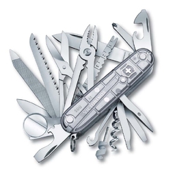 Нож перочинный VICTORINOX Swiss Champ, 91 мм, 31 функция, полупрозрачный серебристый для нанесения логотипа