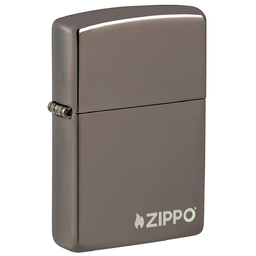 Зажигалка ZIPPO Логотип с покрытием черный лед | Logo Black Ice®, латунь/сталь, чёрная, глянцевая, 38x13x57 мм для нанесения логотипа