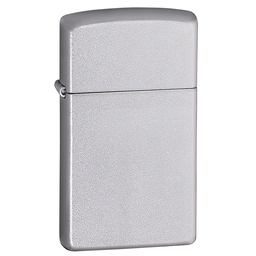 Зажигалка ZIPPO узкая с покрытием сатинированный хром | Slim® Satin Chrome, латунь/сталь, серебристая, матовая, 29x10x60 мм