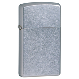 Зажигалка ZIPPO узкая с покрытием поцарапанный хром | Slim® Street Chrome, латунь/сталь, серебристая, матовая, 29x10x60 мм для нанесения логотипа