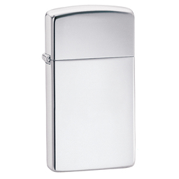 Зажигалка ZIPPO узкая с покрытием глянцевый хром | Slim® High Polish Chrome, латунь/сталь, серебристая, 29x10x60 мм для нанесения логотипа