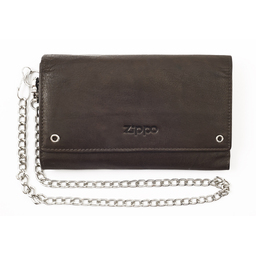 Бумажник байкера ZIPPO, цвет "мокко", натуральная кожа, 17x3,5x11 см для нанесения логотипа