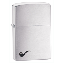 Зажигалка для трубок ZIPPO с покрытием матовый хром | Pipe Brushed Chrome, латунь/сталь, серебристая, матовая, 36x12x56 мм для нанесения логотипа