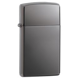 Зажигалка ZIPPO узкая с покрытием черный лед | Slim® Black Ice®, латунь/сталь, чёрная, глянцевая, 29x10x60 мм для нанесения логотипа