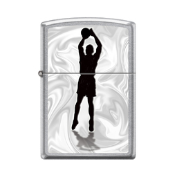 Зажигалка ZIPPO Баскетболист с покрытием Street Chrome™, латунь/сталь, серебристая, 38x13x57 мм для нанесения логотипа