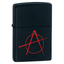 Зажигалка ZIPPO Символ анархии с черным матовым покрытием | Anarchy Symbol Black Matte, латунь/сталь, чёрная, матовая, 38x13x57 мм для нанесения логотипа
