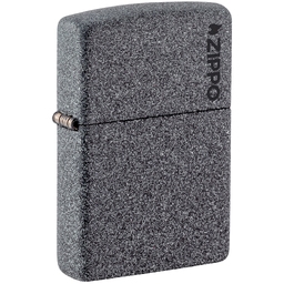 Зажигалка ZIPPO Логотип с каменным покрытием | Logo Iron Stone, латунь/сталь, серая, матовая, 38x13x57 мм для нанесения логотипа