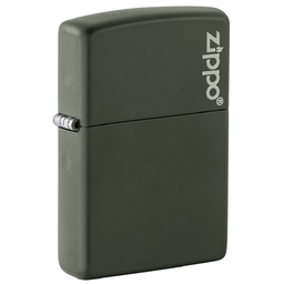 Зажигалка ZIPPO Логотип с зеленым матовым покрытием | Logo Green Matte, латунь с порошковым покрытием, зеленая, матовая, 38x13x57 мм для нанесения логотипа