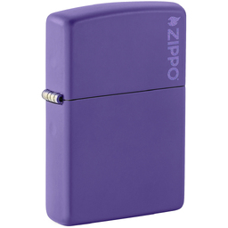 Зажигалка ZIPPO Логотип с фиолетовым матовым покрытием | Logo Purple Matte, латунь/сталь, фиолетовая, матовая, 38x13x57 мм для нанесения логотипа