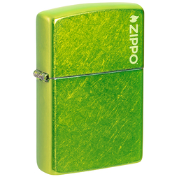 Зажигалка ZIPPO Логотип с кислотным зеленым покрытием | Logo Lurid, латунь/сталь, зеленая, глянцевая, 38x13x57 мм для нанесения логотипа